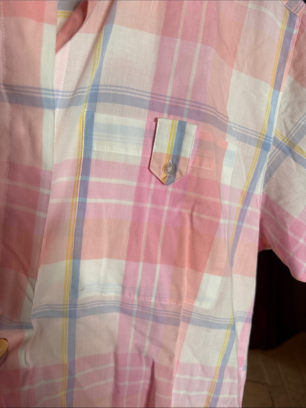 Vintage Diane Von Furstenberg Pastel Plaid Button Up Shirt Pink Size Medium - Picture 6 of 9